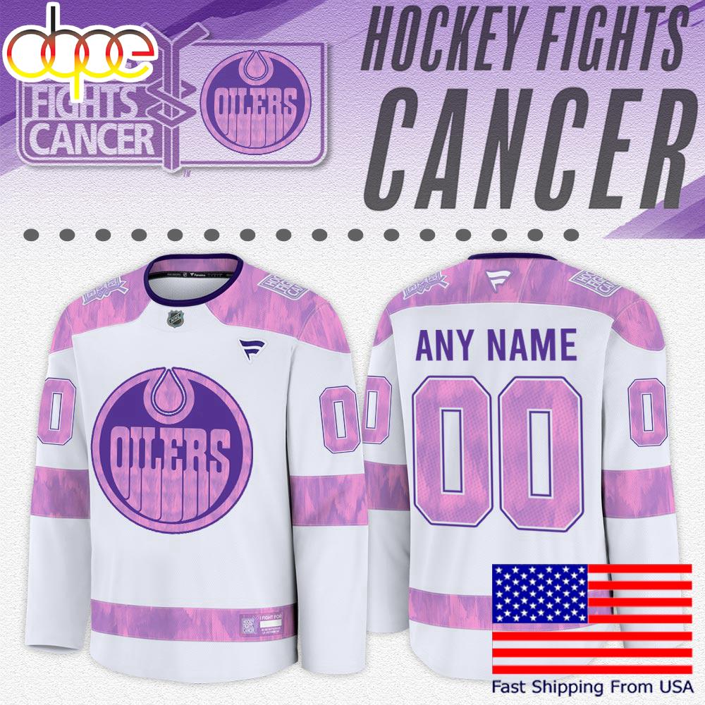 NHL Edmonton Oilers Fight Cancer Supporters Custom Hockey jersey