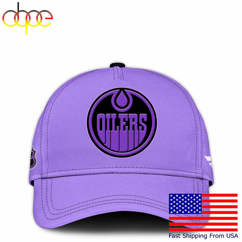 NHL Edmonton Oilers Hockey Purple Fight Cancer Cap , Nhl Hockey Cap