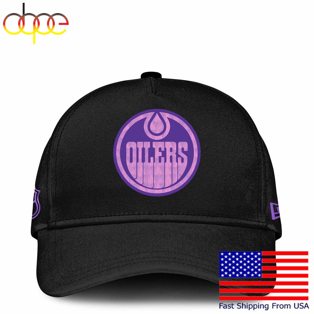 NHL Edmonton Oilers Limited Edition Black Fight Cancer Cap , Nhl Hockey Cap