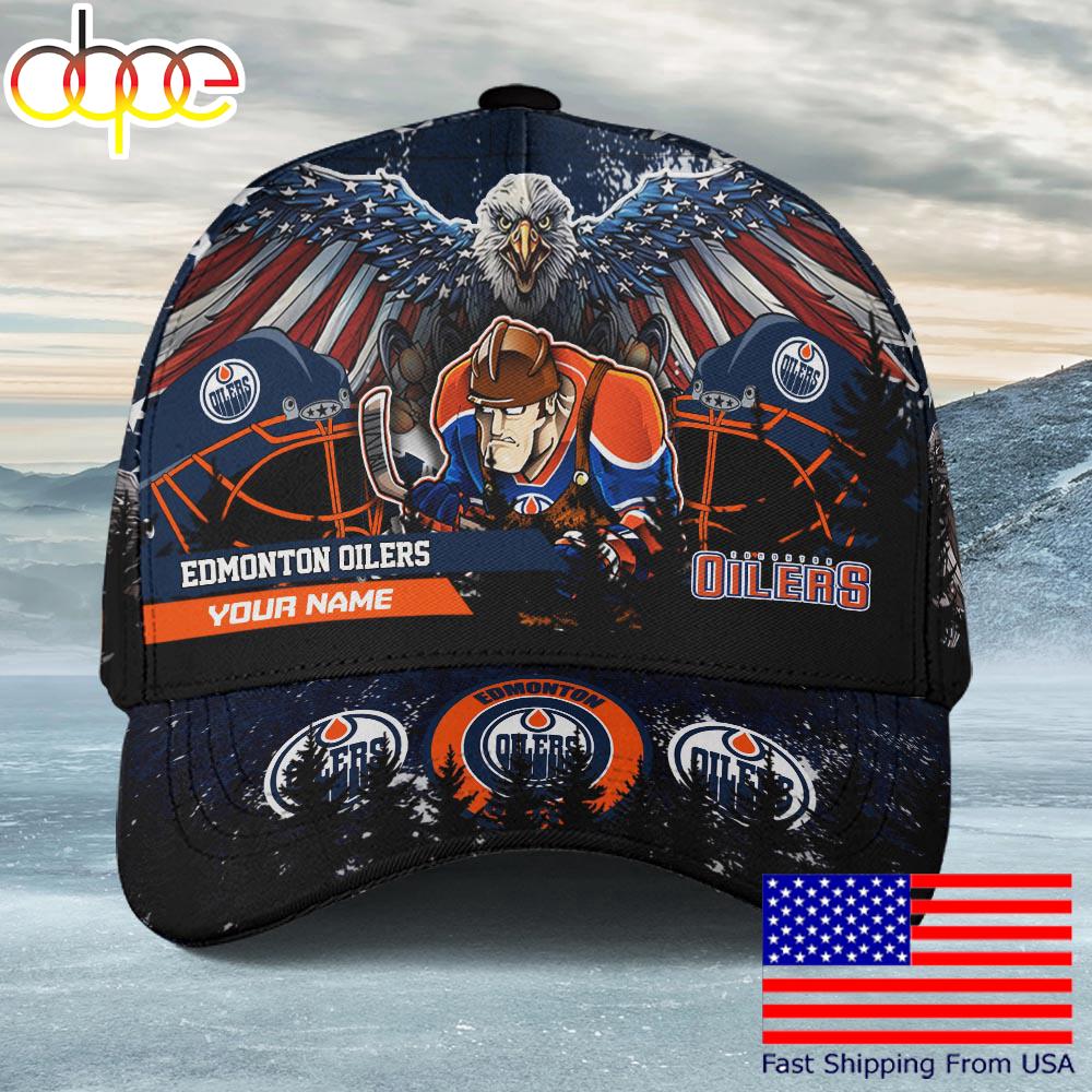 NHL Edmonton Oilers Mascot Logo Custom Name Baseball Cap