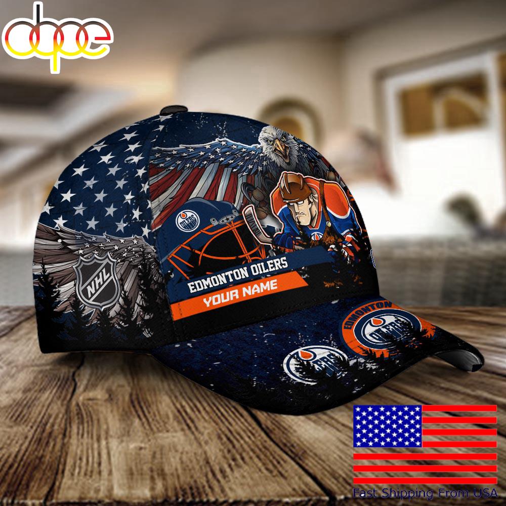 NHL Edmonton Oilers Mascot Logo Custom Name Baseball Cap