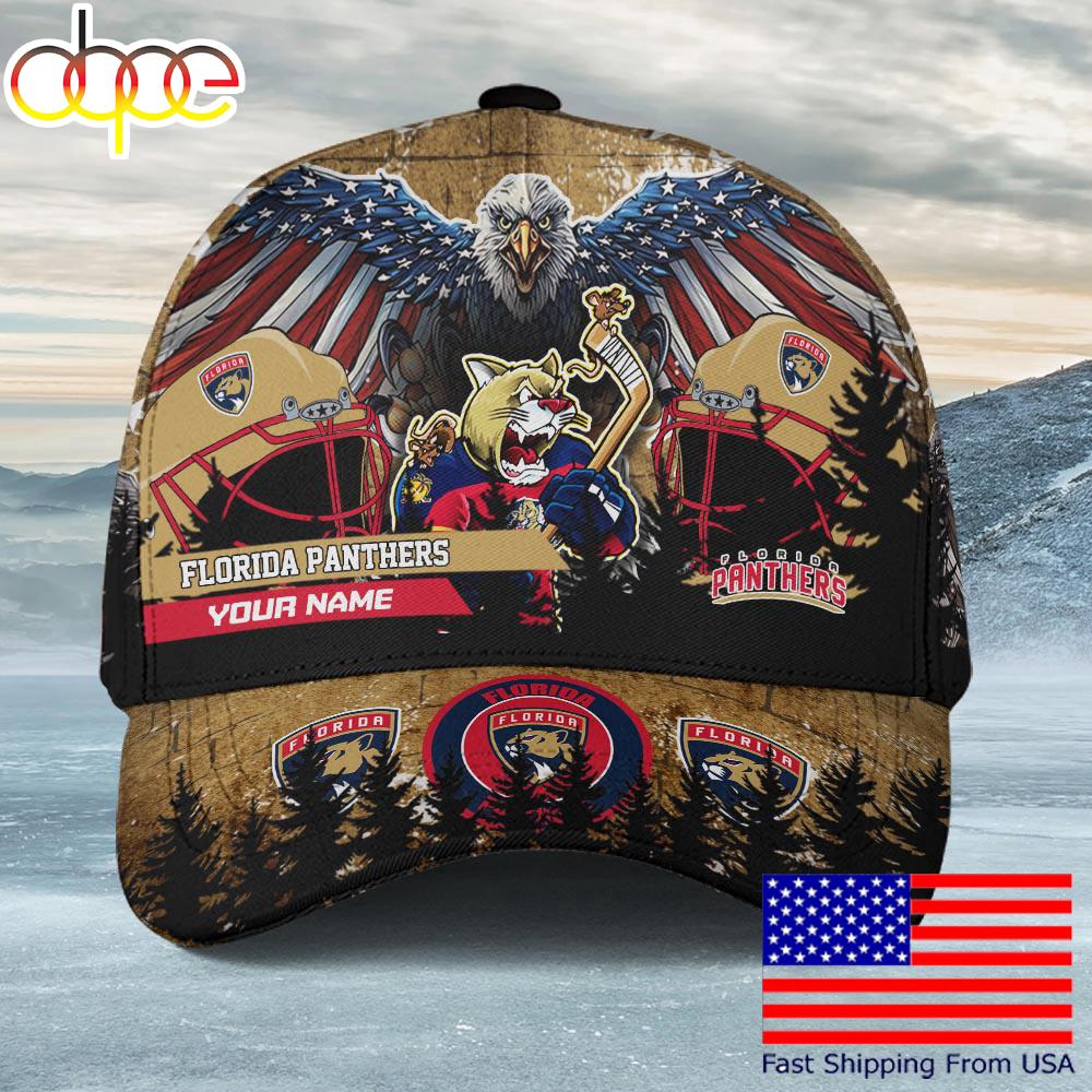 NHL Florida Panthers Mascot Logo Custom Name Baseball Cap