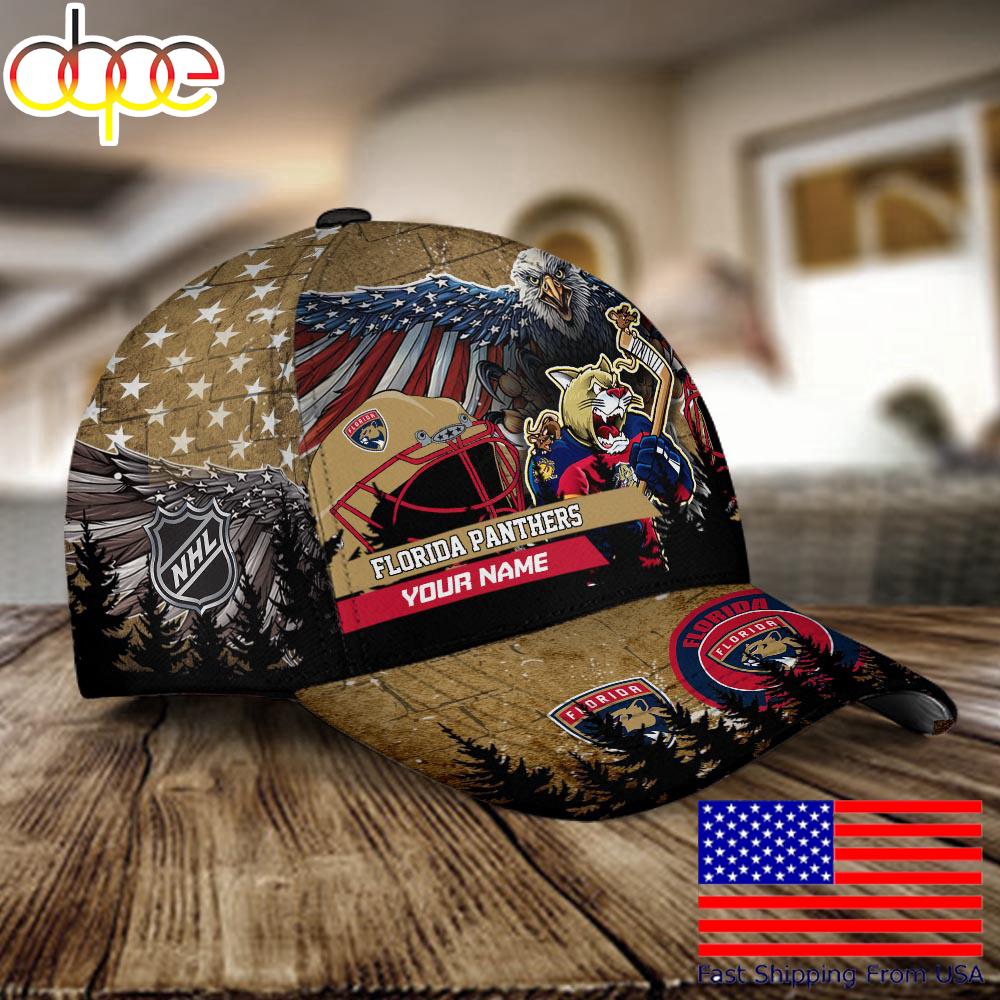 NHL Florida Panthers Mascot Logo Custom Name Baseball Cap