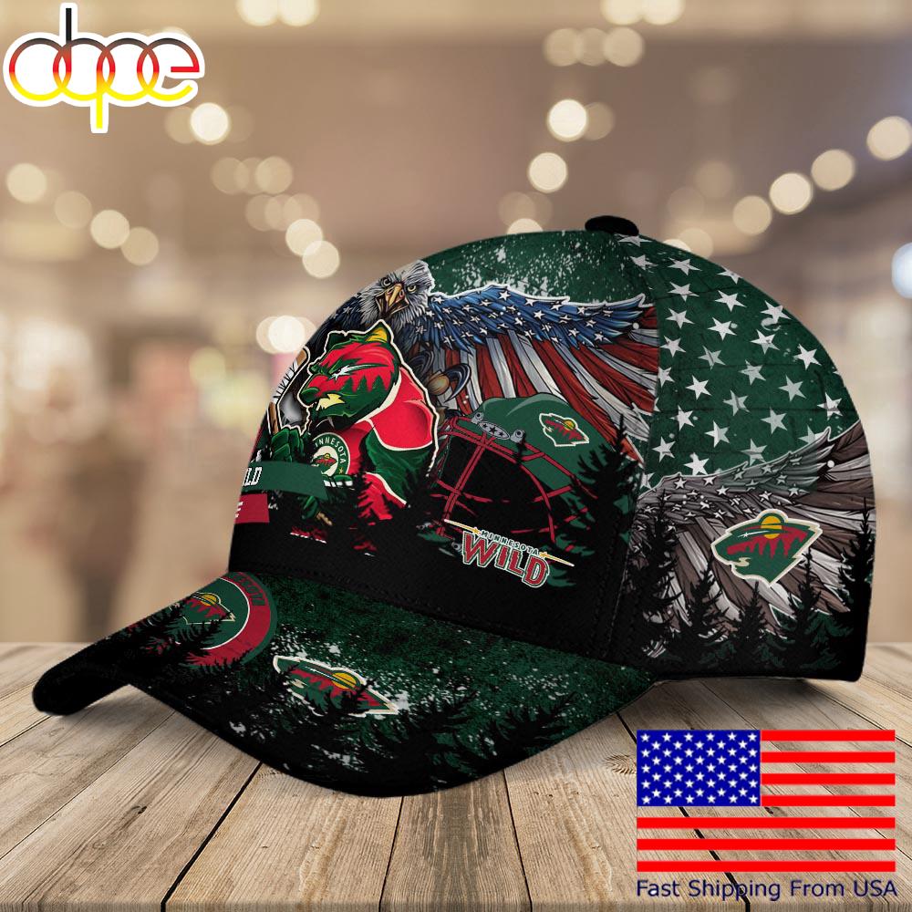 NHL Minnesota Wild Mascot Logo Custom Name Baseball Cap
