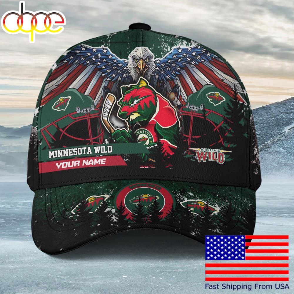NHL Minnesota Wild Mascot Logo Custom Name Baseball Cap