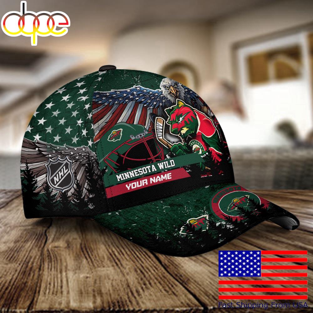 NHL Minnesota Wild Mascot Logo Custom Name Baseball Cap