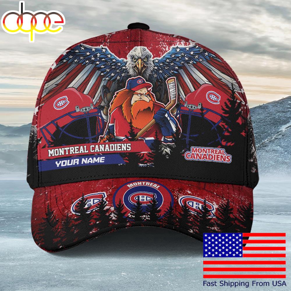 NHL Montreal Canadiens Mascot Logo Custom Name Baseball Cap