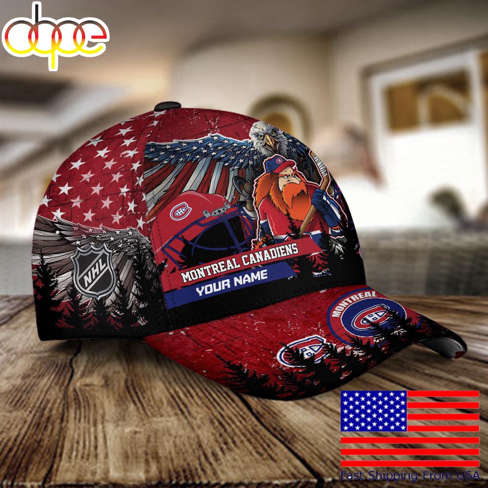 NHL Montreal Canadiens Mascot Logo Custom Name Baseball Cap