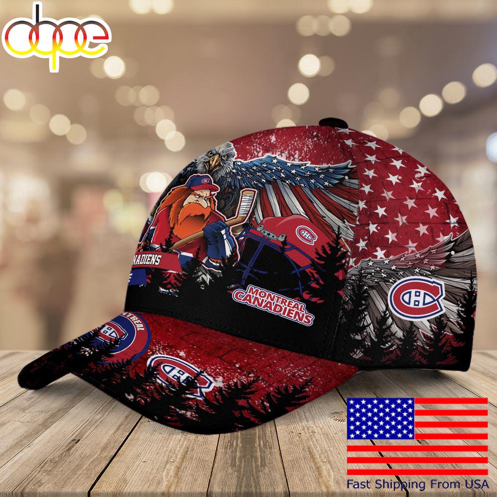 NHL Montreal Canadiens Mascot Logo Custom Name Baseball Cap