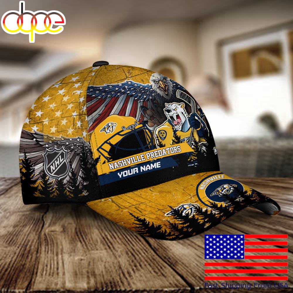 NHL Nashville Predators Mascot Logo Custom Name Baseball Cap