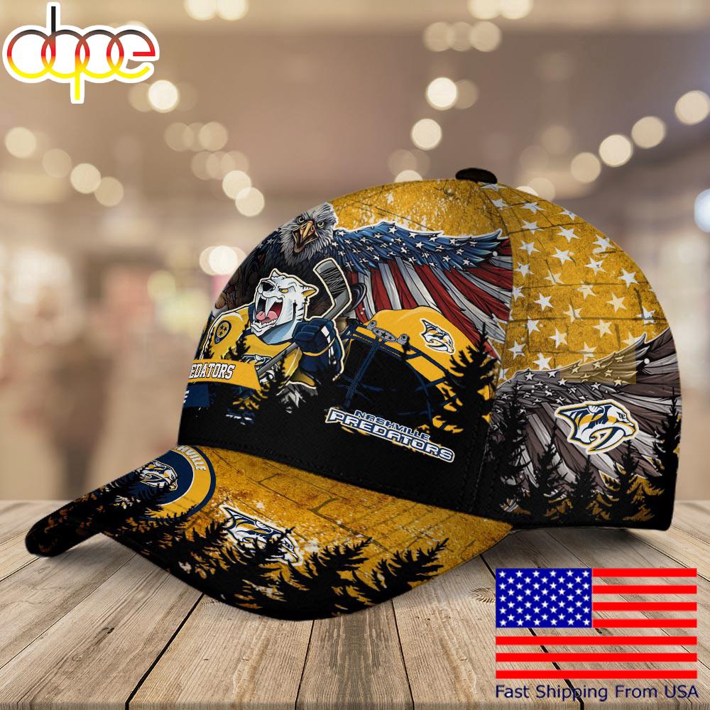 NHL Nashville Predators Mascot Logo Custom Name Baseball Cap