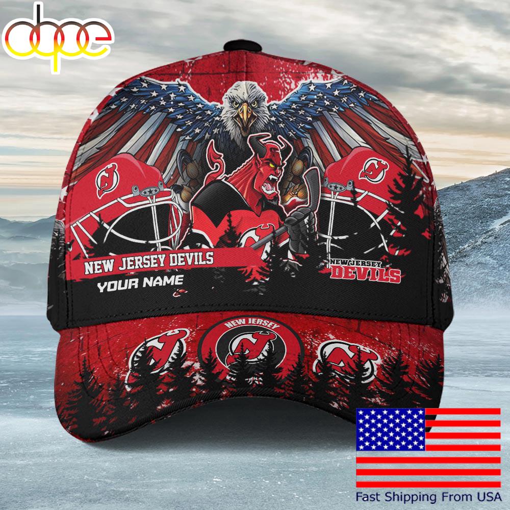 NHL New Jersey Devils Mascot Logo Custom Name Baseball Cap