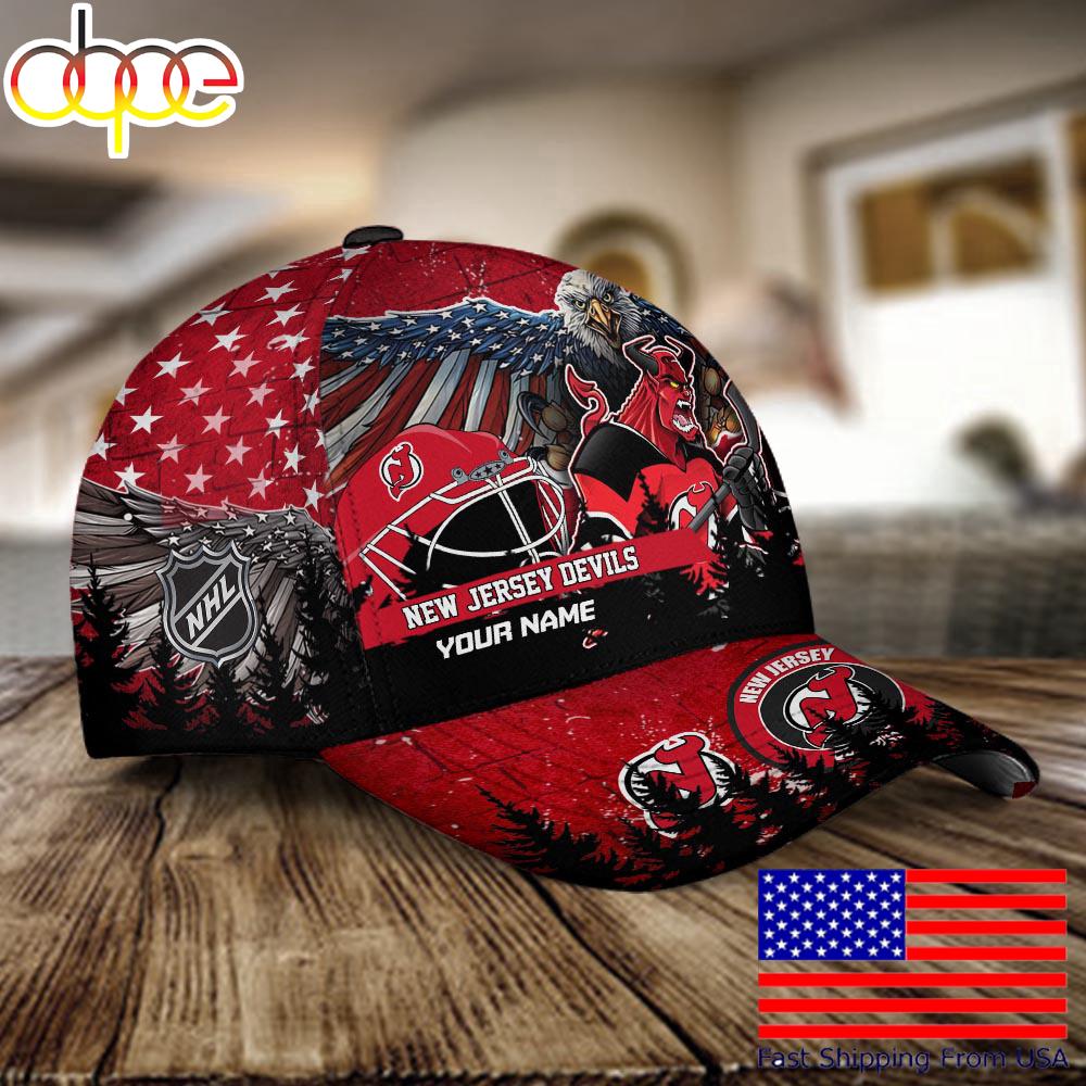 NHL New Jersey Devils Mascot Logo Custom Name Baseball Cap