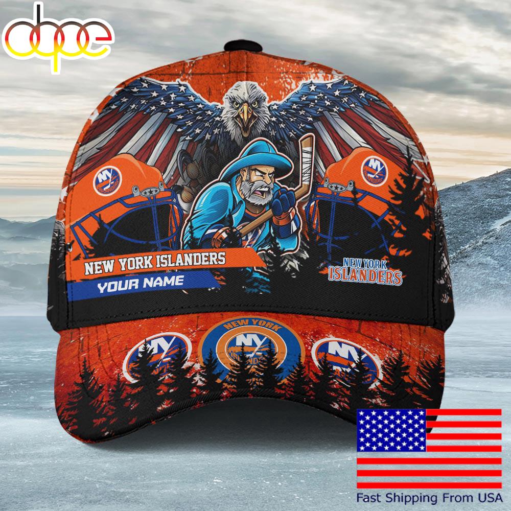 NHL New York Islanders Mascot Logo Custom Name Baseball Cap