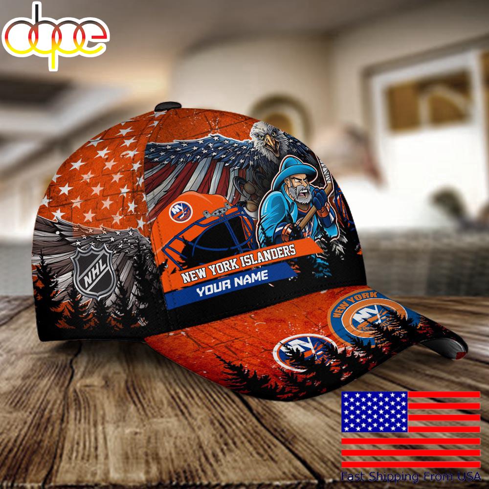 NHL New York Islanders Mascot Logo Custom Name Baseball Cap
