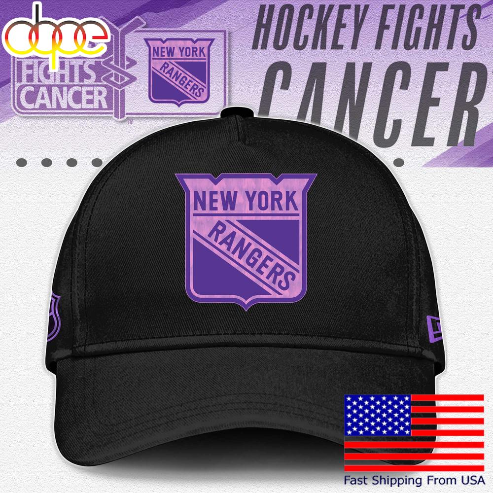 NHL New York Rangers Limited Edition Black Fight Cancer Cap , Nhl Hockey Cap