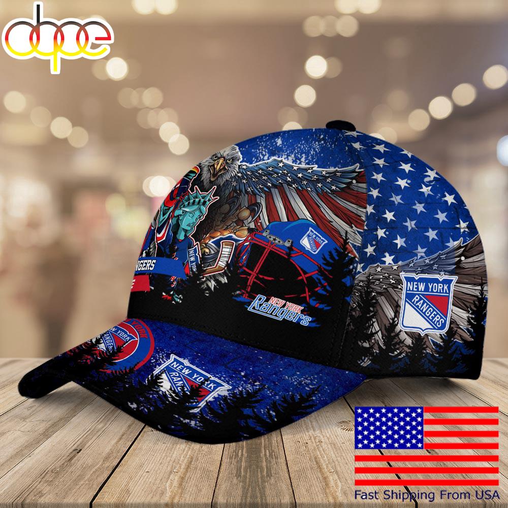 NHL New York Rangers Mascot Logo Custom Name Baseball Cap