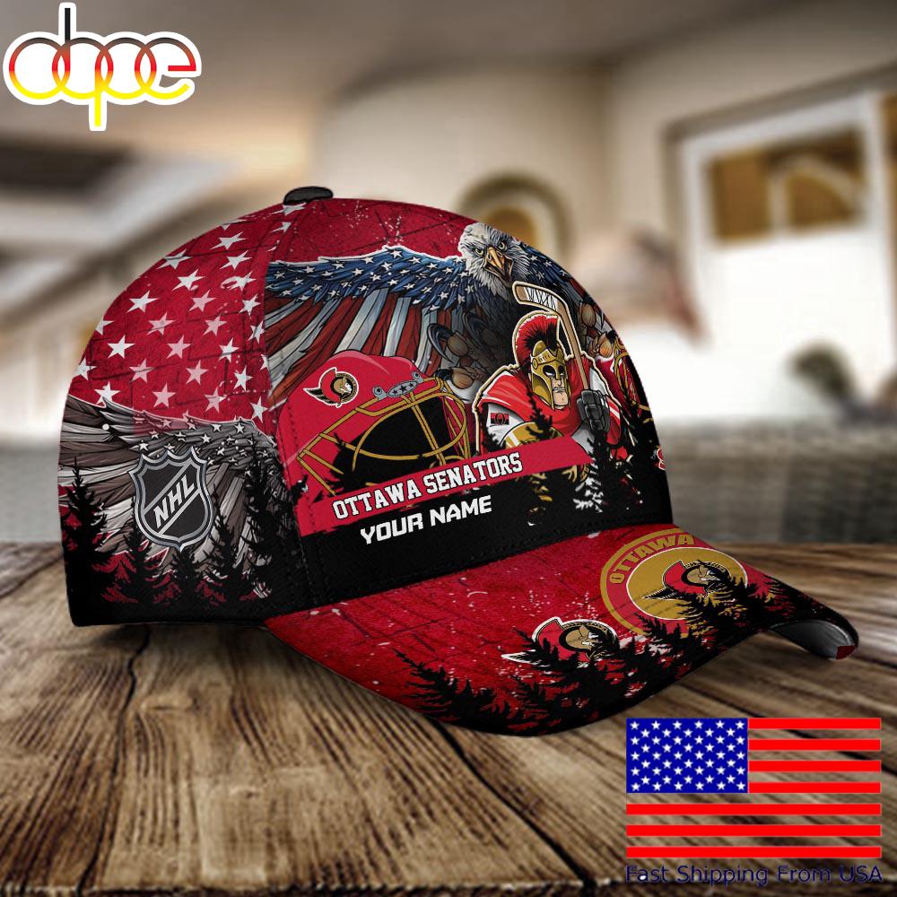 NHL Ottawa Senators Mascot Logo Custom Name Baseball Cap