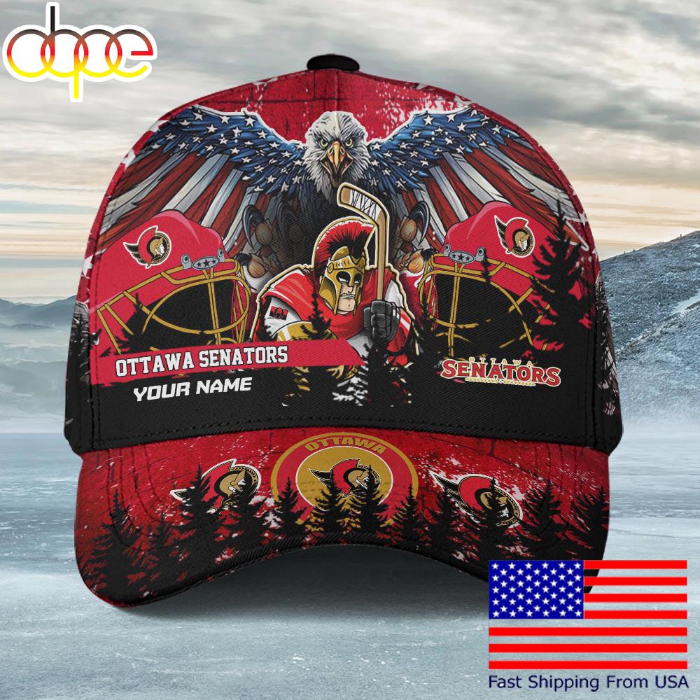 NHL Ottawa Senators Mascot Logo Custom Name Baseball Cap