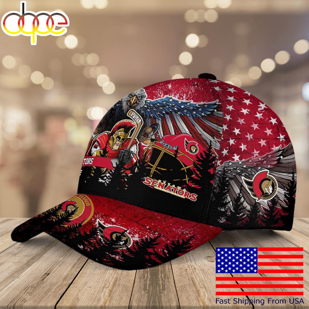 NHL Ottawa Senators Mascot Logo Custom Name Baseball Cap