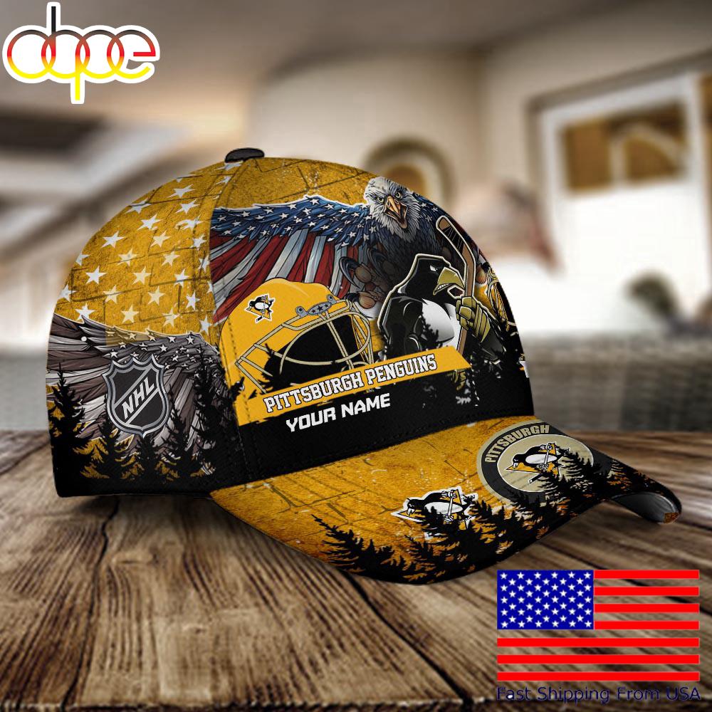 NHL Pittsburgh Penguins Mascot Logo Custom Name Baseball Cap