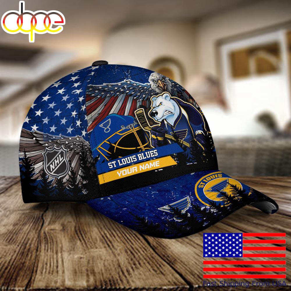 NHL St Louis Blues Mascot Logo Custom Name Baseball Cap