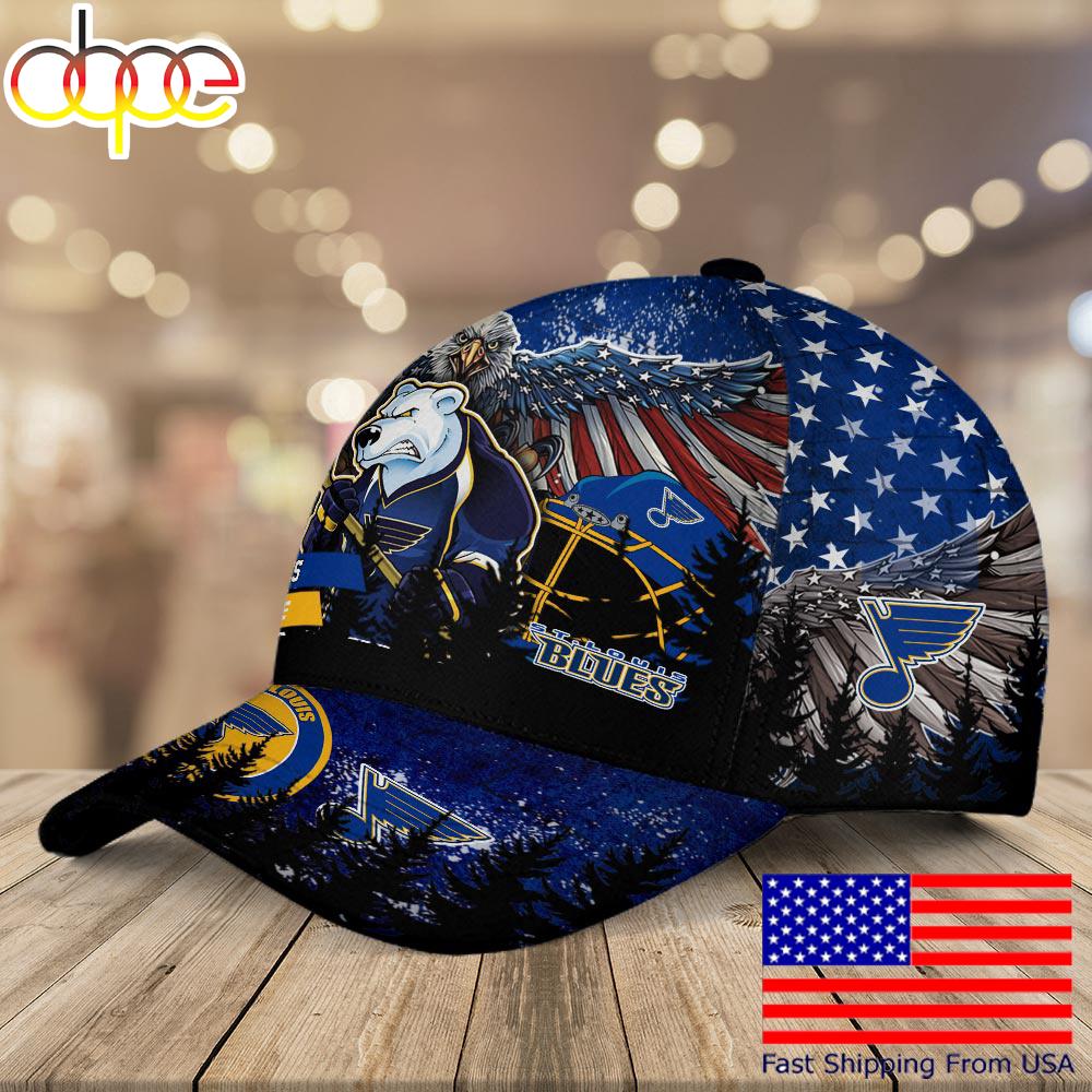 NHL St Louis Blues Mascot Logo Custom Name Baseball Cap