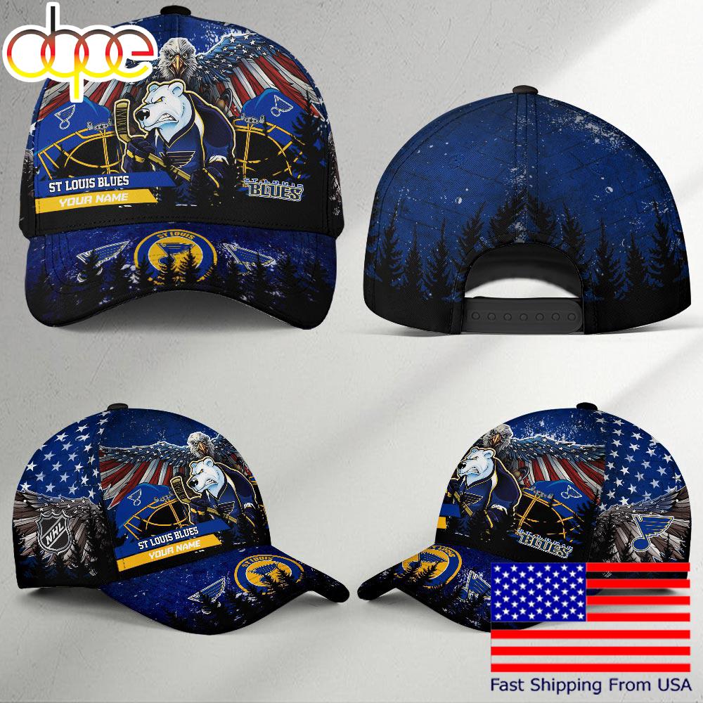 NHL St Louis Blues Mascot Logo Custom Name Baseball Cap