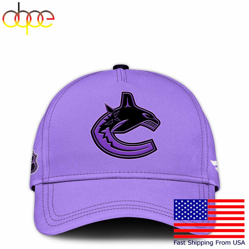 NHL Vancouver Canucks Hockey Purple Fight Cancer Cap , Nhl Hockey Cap