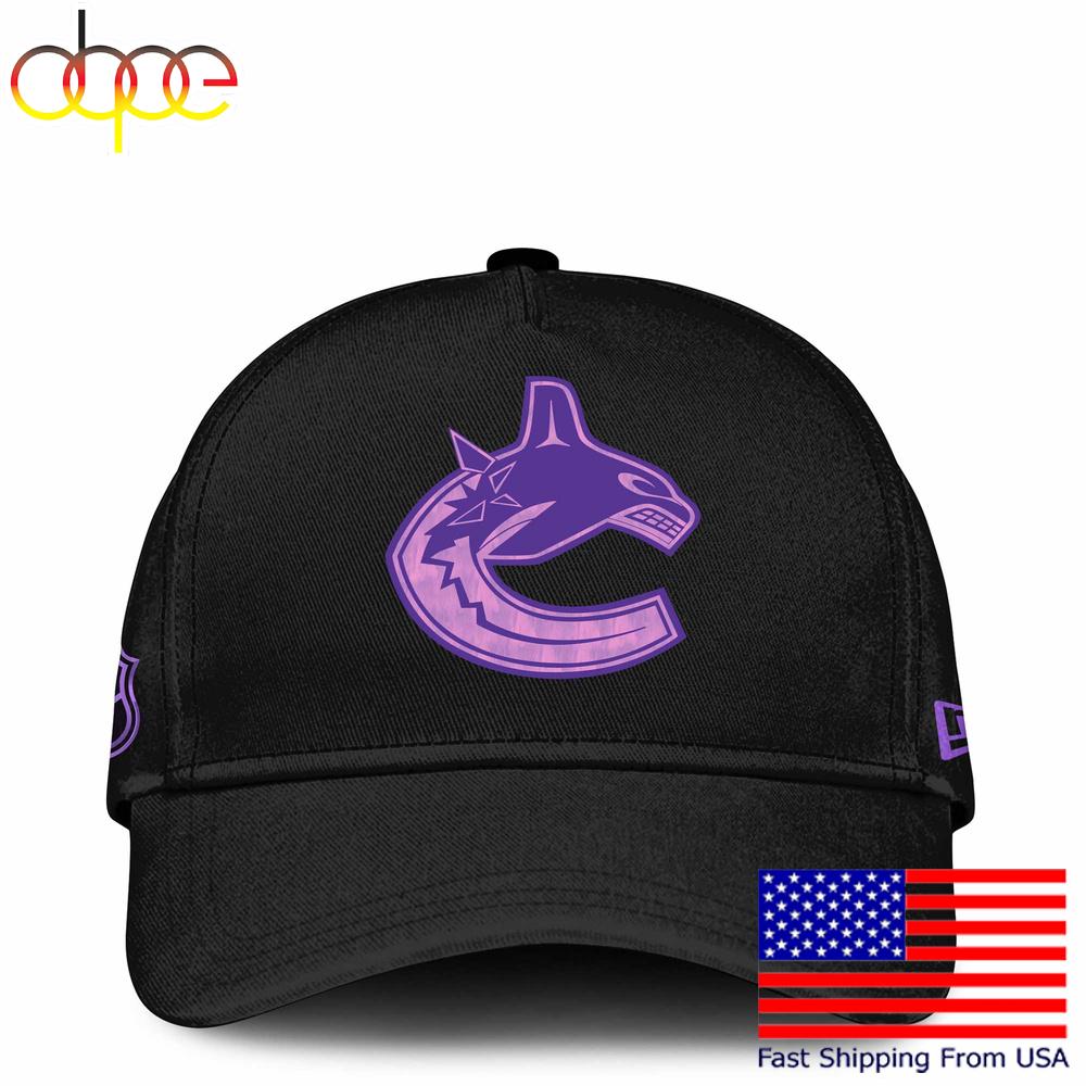 NHL Vancouver Canucks Limited Edition Black Fight Cancer Cap , Nhl Hockey Cap