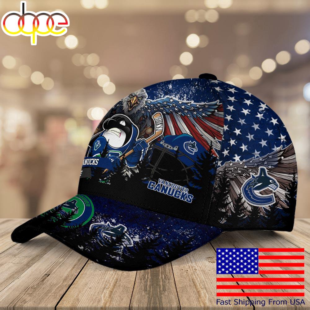 NHL Vancouver Canucks Mascot Logo Custom Name Baseball Cap