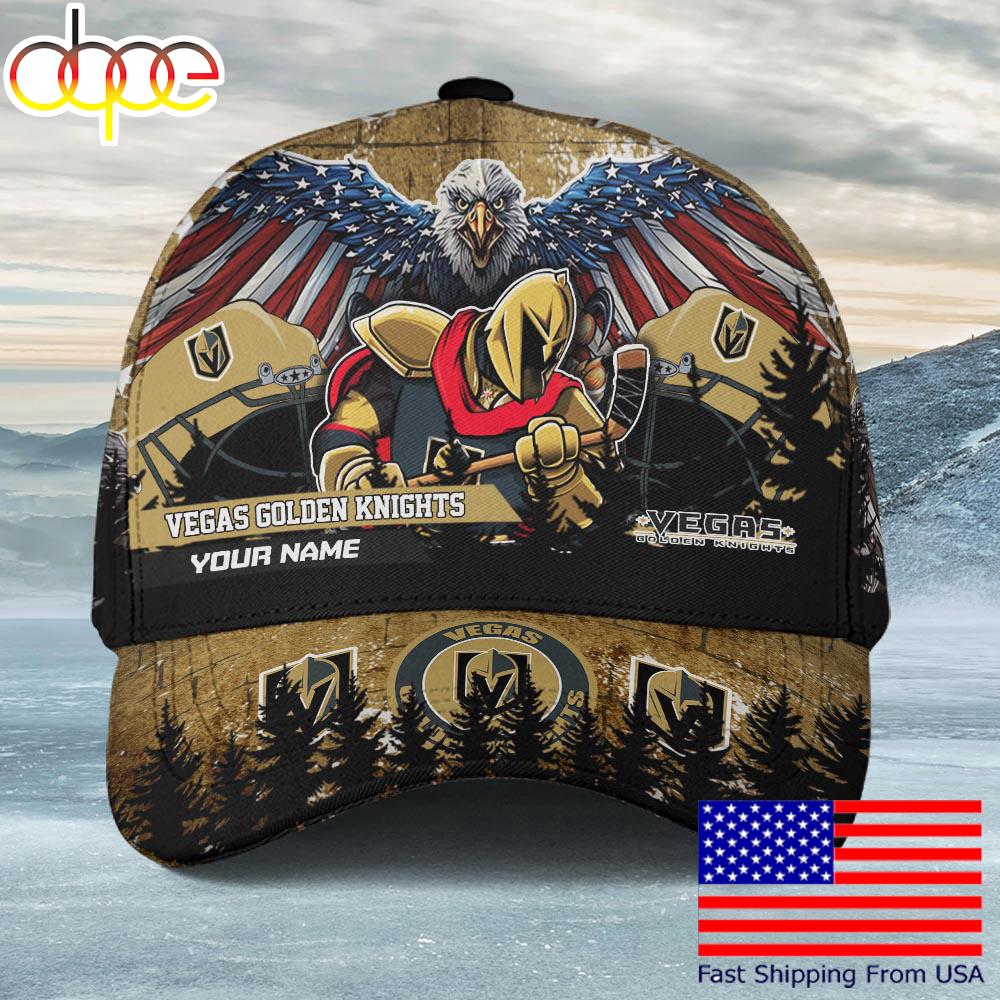 NHL Vegas Golden Knights Mascot Logo Custom Name Baseball Cap