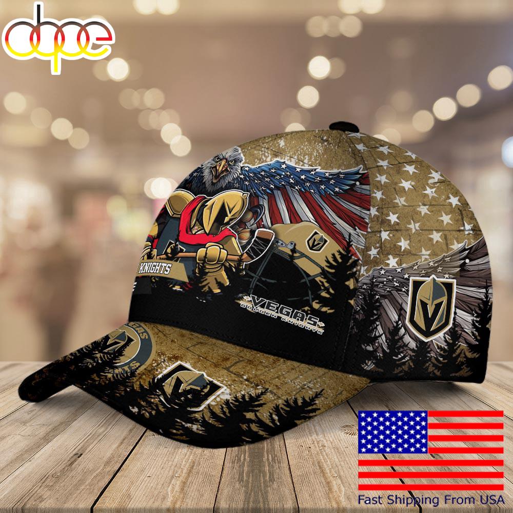 NHL Vegas Golden Knights Mascot Logo Custom Name Baseball Cap