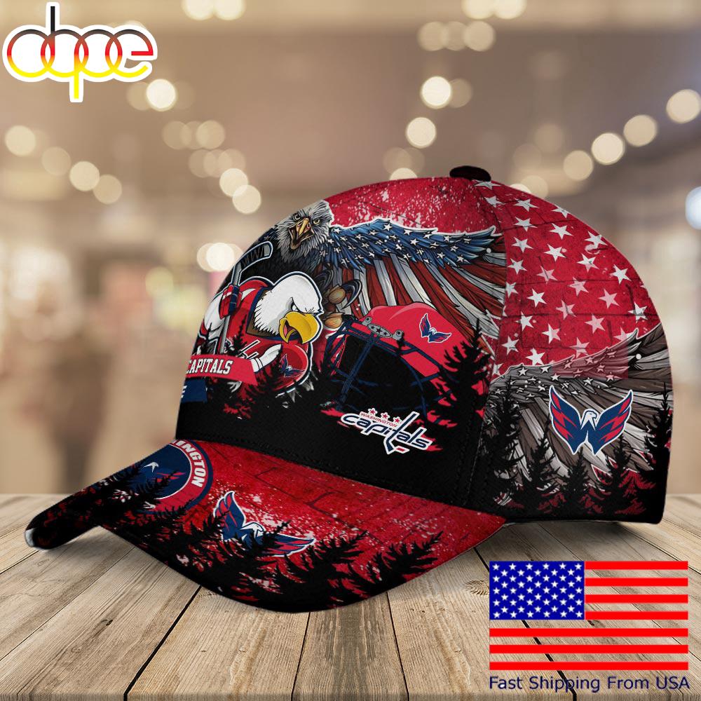 NHL Washington Capitals Mascot Logo Custom Name Baseball Cap