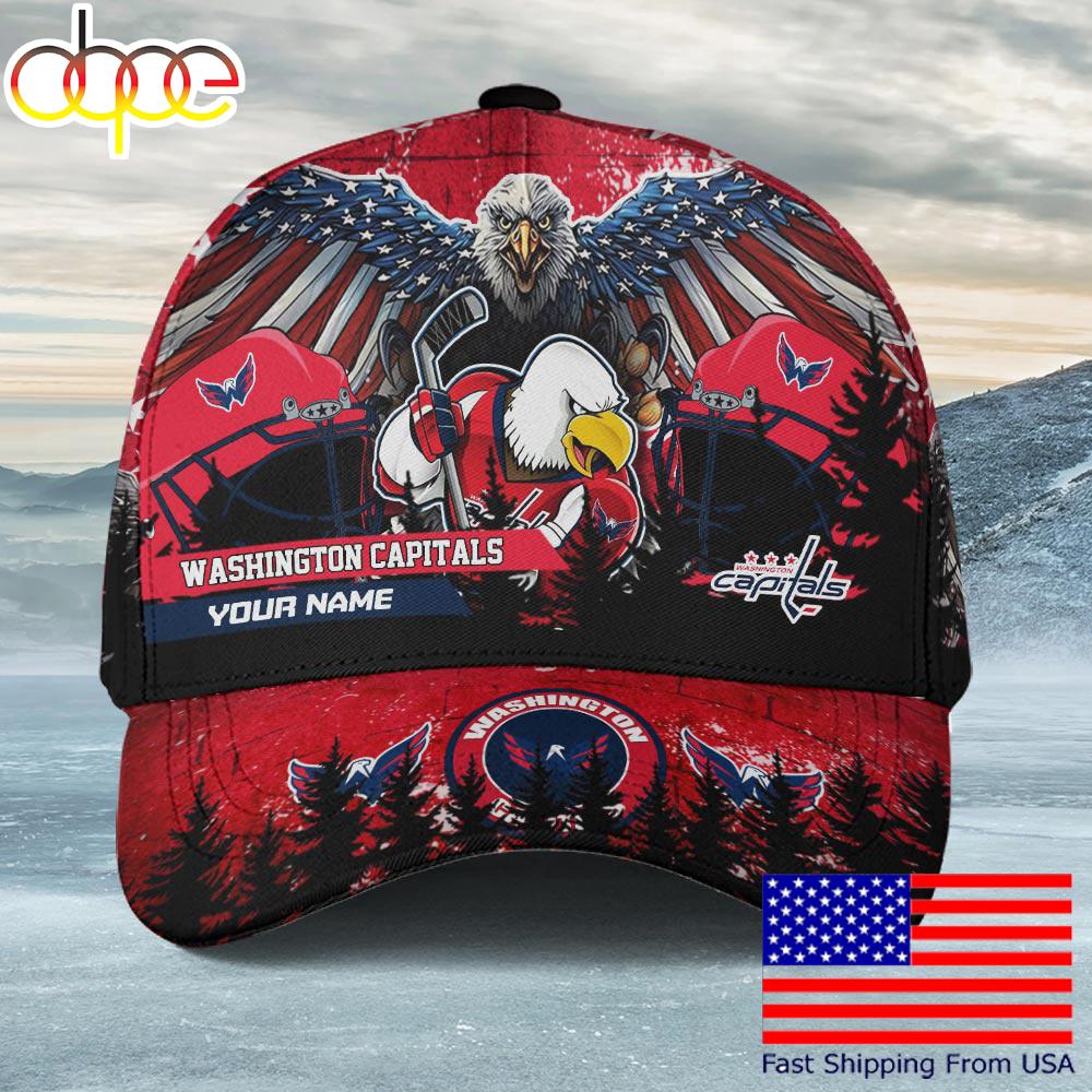 NHL Washington Capitals Mascot Logo Custom Name Baseball Cap