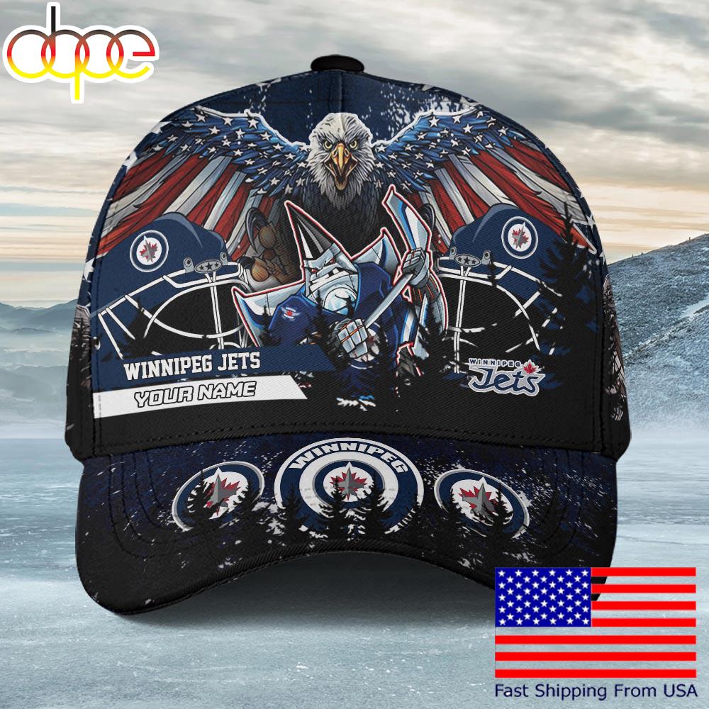 NHL Winnipeg Jets Mascot Logo Custom Name Baseball Cap