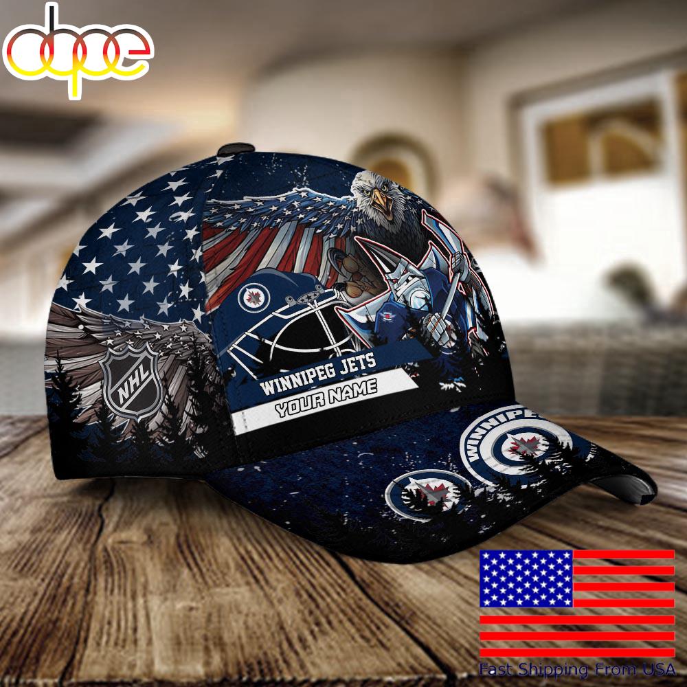 NHL Winnipeg Jets Mascot Logo Custom Name Baseball Cap