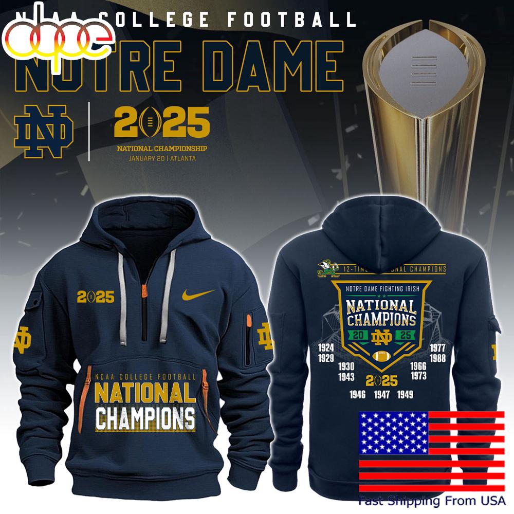 Notre Dame Fighting Irish National Champions Quarter Zip Hoodie Limited Editions