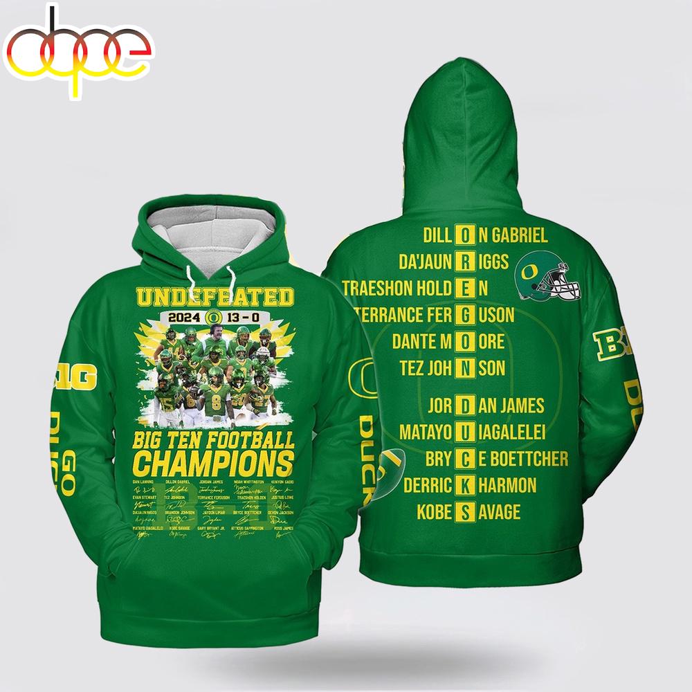 Oregon Ducks Team Celebrating Football Big 10 Champions 2024 3D Hoodie