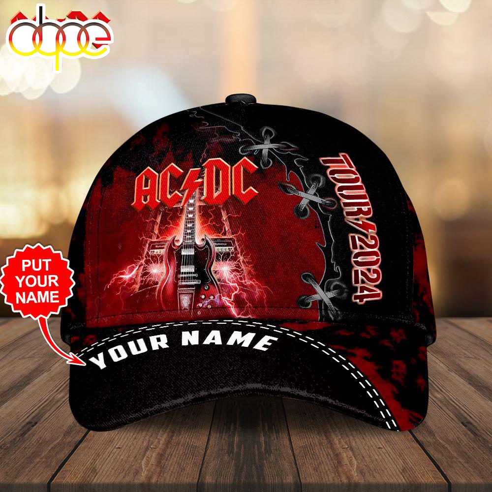 Custom Name 3D Cap Hat Personalized ACDC 2024 Logo New, 3D Classic Hat Cap Gift Xmas