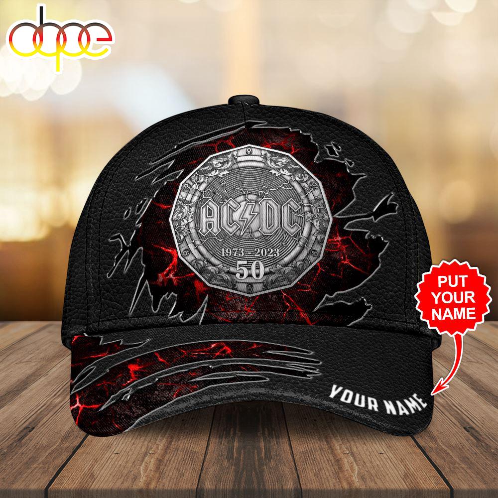 Custom Name 3D Cap Hat Personalized ACDC Classic Cap Christmas Music 2024 Gift For Women And Men
