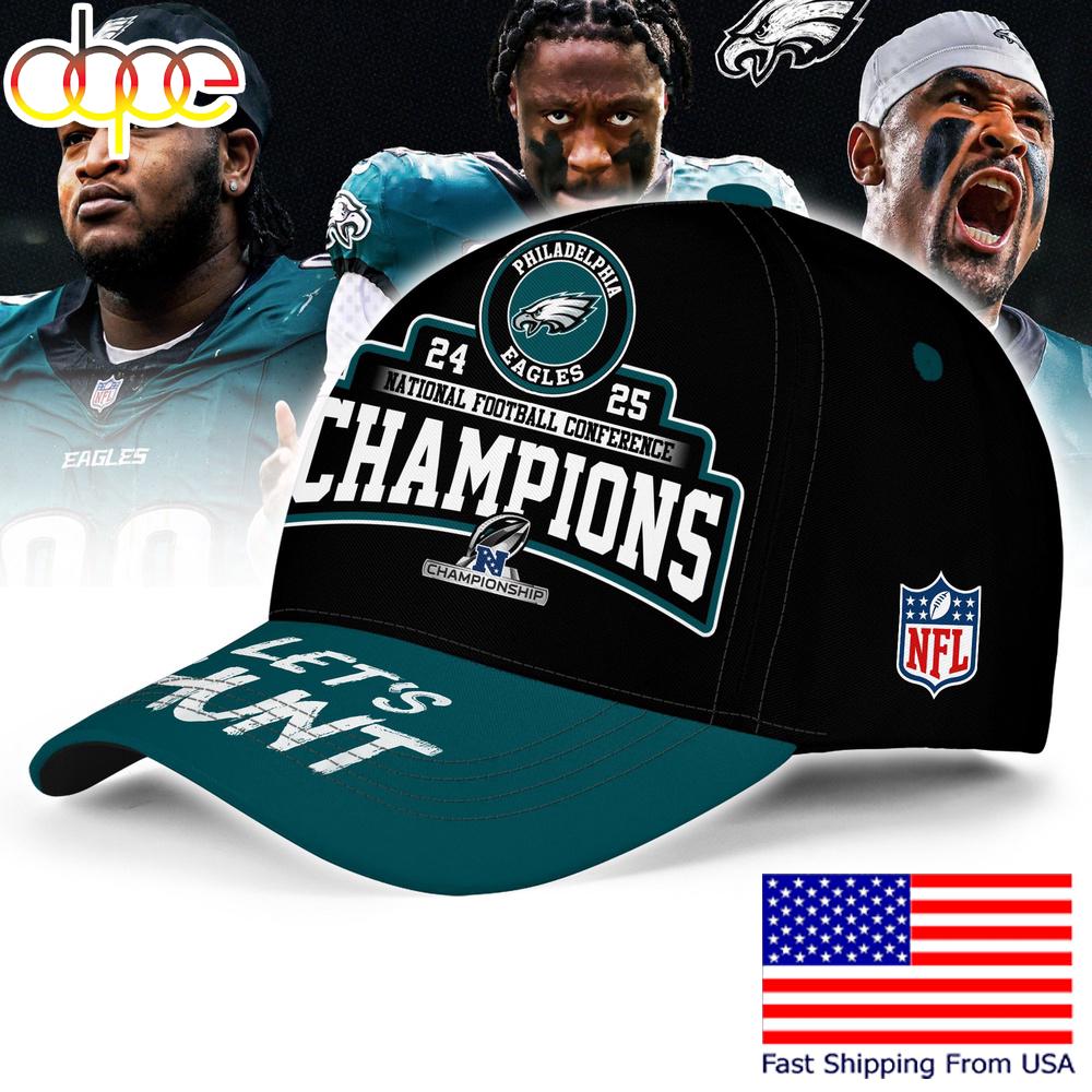 Philadelphia Eagles National Football Conference Champions 2025 Baseball Cap  For Fans