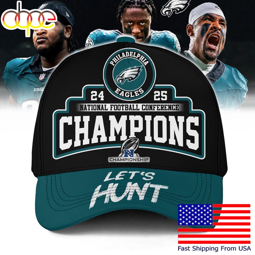 Philadelphia Eagles National Football Conference Champions 2025 Baseball Cap  For Fans