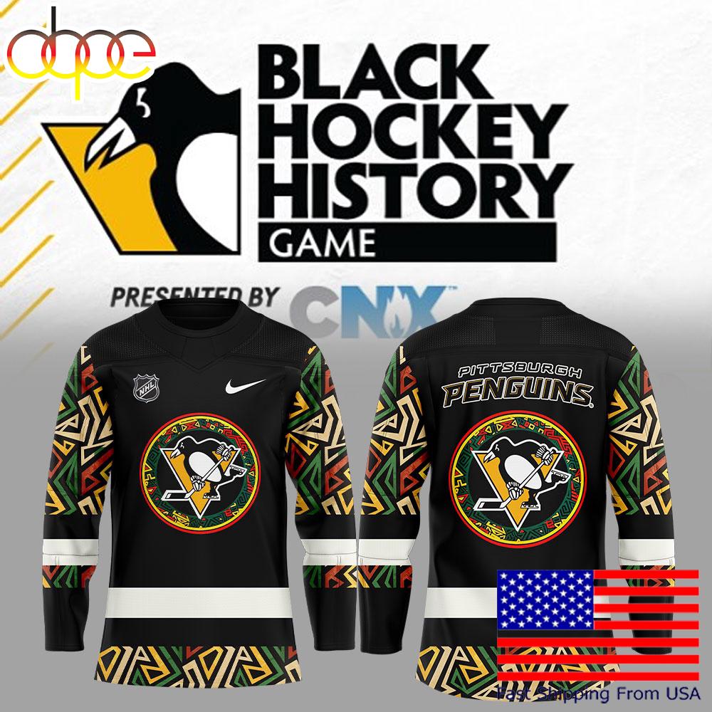 Pittsburgh Penguins Black Hockey History Night Hockey Jersey