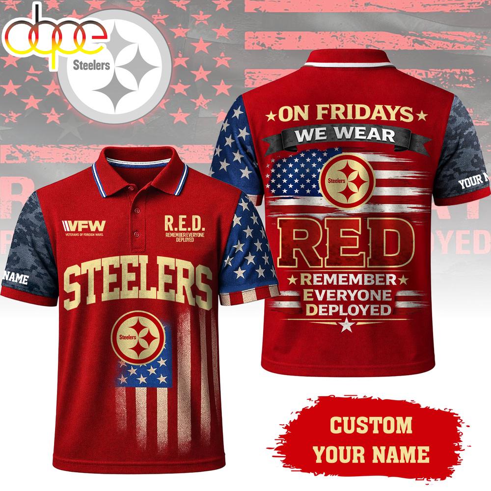 Custom Name  Pittsburgh Steelers NFL Red Friday Polo Shirt For Fans