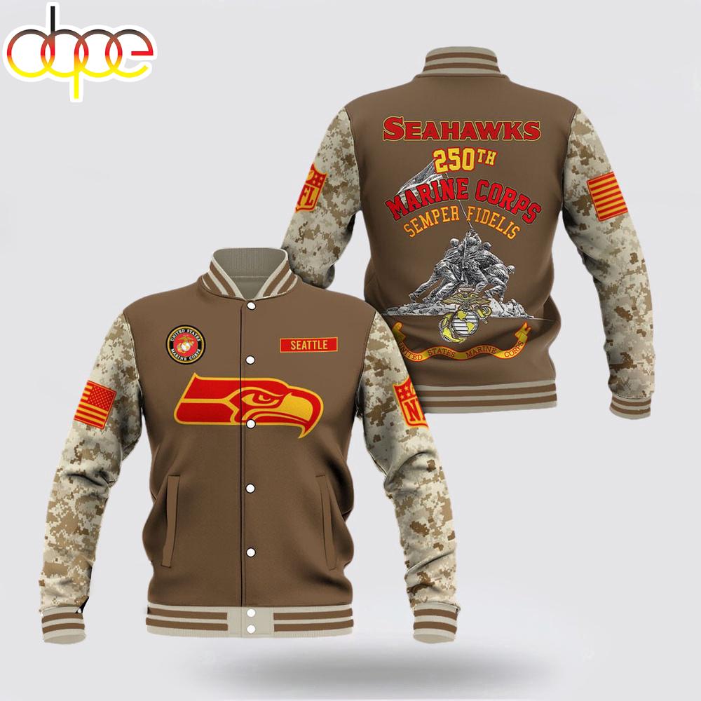 Seattle Seahawks x US Marine Corps Baseball Jacket