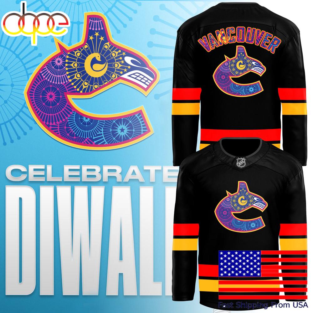 Vancouver Canucks Celebrate Diwali Limited Black Hockey Jersey